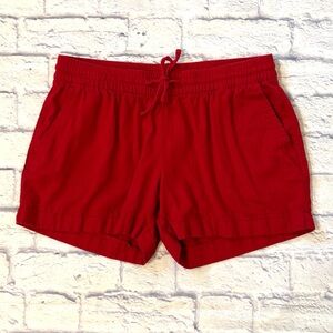 Old Navy Linen Blend Red Shorts Elastic Waistband with Drawstring Size Medium
